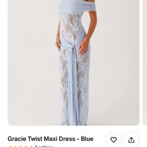 Peppermayo Blue Off-Shoulder Short Sleeve Maxi Gown